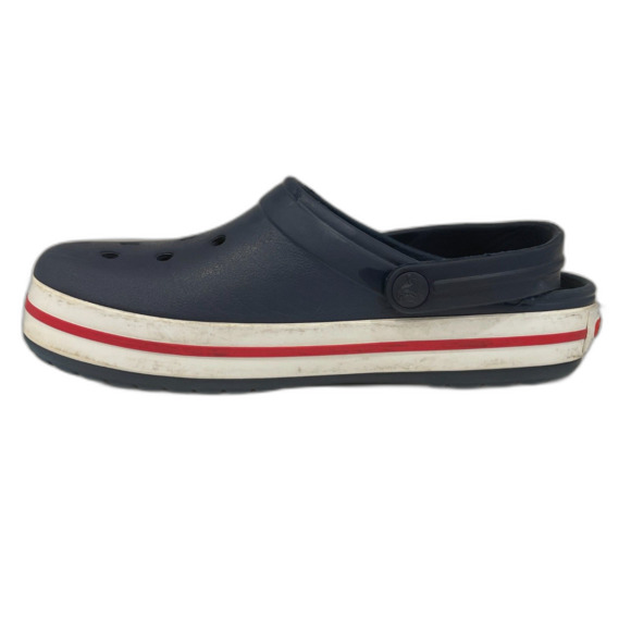 Adult Unisex Navy Crocs Clogs with White & Red Accents on Sole Size 6W / 4M - Picture 12 of 15